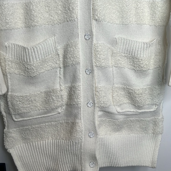 Daily Practice by Anthropologie Cream Striped Cardigan Sweater. Size Medium. - Picture 8 of 15